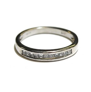 Platinum .33ct VS1 G princess diamond channel wedding band ring 3.9g womens 5.75