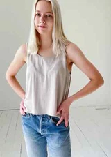 JUNGMAVEN Sophie 100% Hemp Boxy Cropped Tank Top Canvas Tan Oatmeal $84 sz M