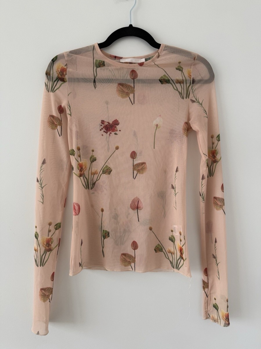 AERYNE Floral Polyester Long Sleeve Polyester Women’s Shirt - XS
