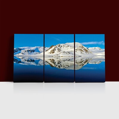 Holmiabukta Bay Arktis Spitzbergen Berg 3er Set Poster & Leinwand Wandbild Kunstdruck