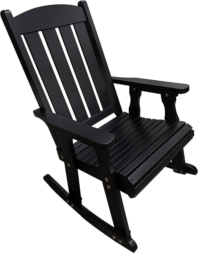 Heavy Duty Wooden Patio Rocking Chair - 600 LBS Capacity for Backyard ...