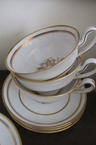 Spode England Porcelain Golden Harvest Fruits Set Of 6 Tea Cup And Saucer Gold - Picture 6 of 9