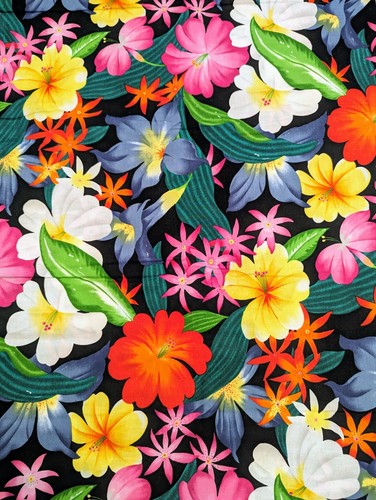 NICOLE DELEON for ALEXANDER HENRY Fabric 1 1/3 Yds x 42" TROPICAL FLOWERS - Picture 2 of 3