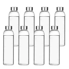 Glass Water Bottles Glass Beverage Bottles 16ozDrinking Bottles With Leakproo...
