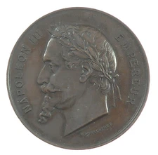 1857 France Napoleon III UNIVERSAL EXPOSITION - B. VICKERMAN & FILS bronze 51mm