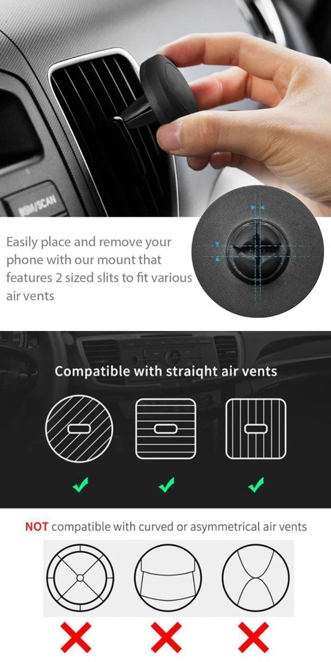 Paquete de 2 soportes magnéticos de ventilación de aire para montaje en automóvil GPS soporte para teléfono celular teléfono 8 7 Plus Foto 3 de 3