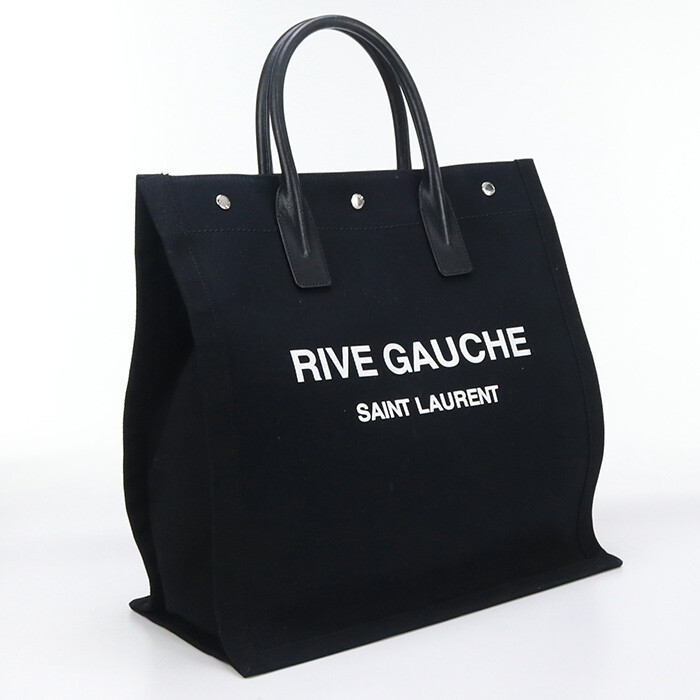 SAINT LAURENT 632539 Rive Gauche Borsa Tote Bag Cotone Nero Uomo