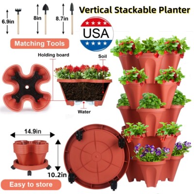 Fox Valley Traders Stackable Planter Pots, Vertical Gardening for Compact Spaces, Set of 3