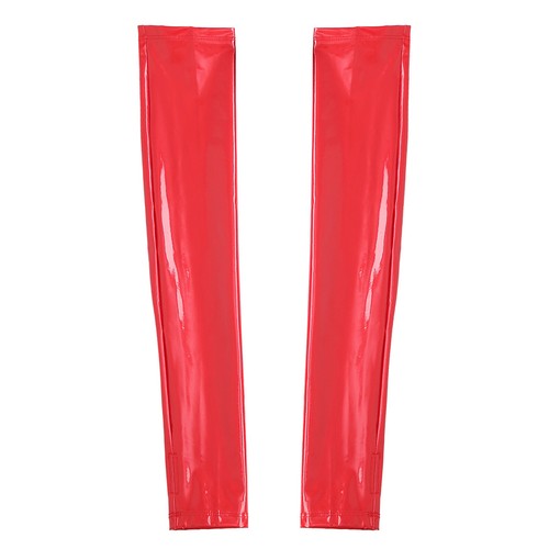 Women's Shiny Patent Leather Fingerless Gloves Latex Arm Sleeves Club AU - Picture 11 of 60