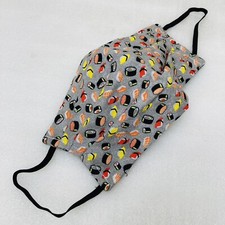 NEW  Sushi Face Mask Adult Size Washable Reusable Handmade Gray   FREE S/H  