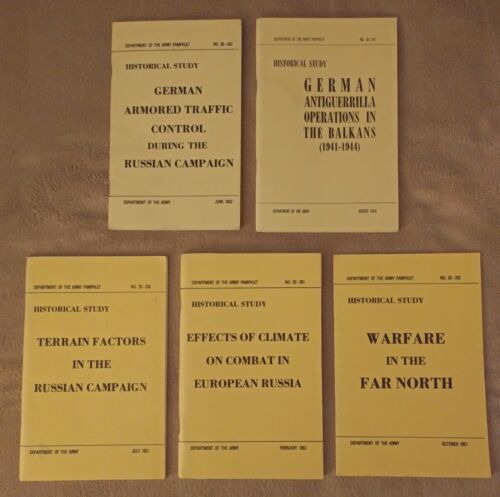 LOT OF 5 DEPARTMENT OF THE ARMY GERMAN REPORT SERIES Pamphlet Historical Study - Afbeelding 1 van 23