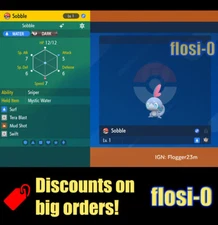 6IV Shiny Sobble Pokemon Scarlet and Violet