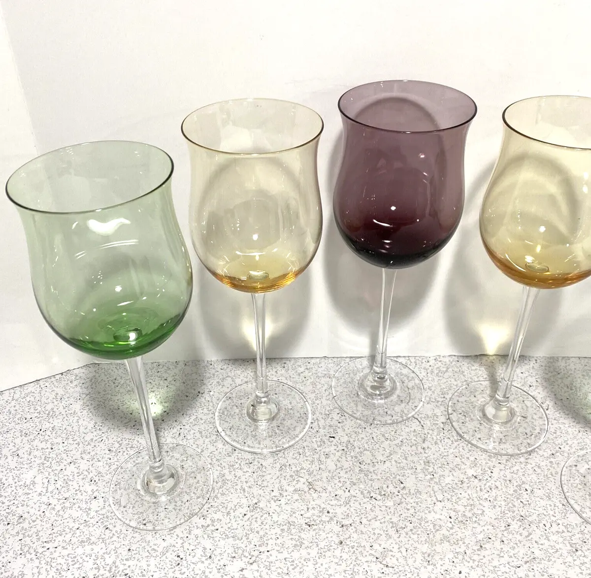 Lenox Crystal Color Gems Tulip Wine Glasses Assorted Colors Set of 5 clear  stems