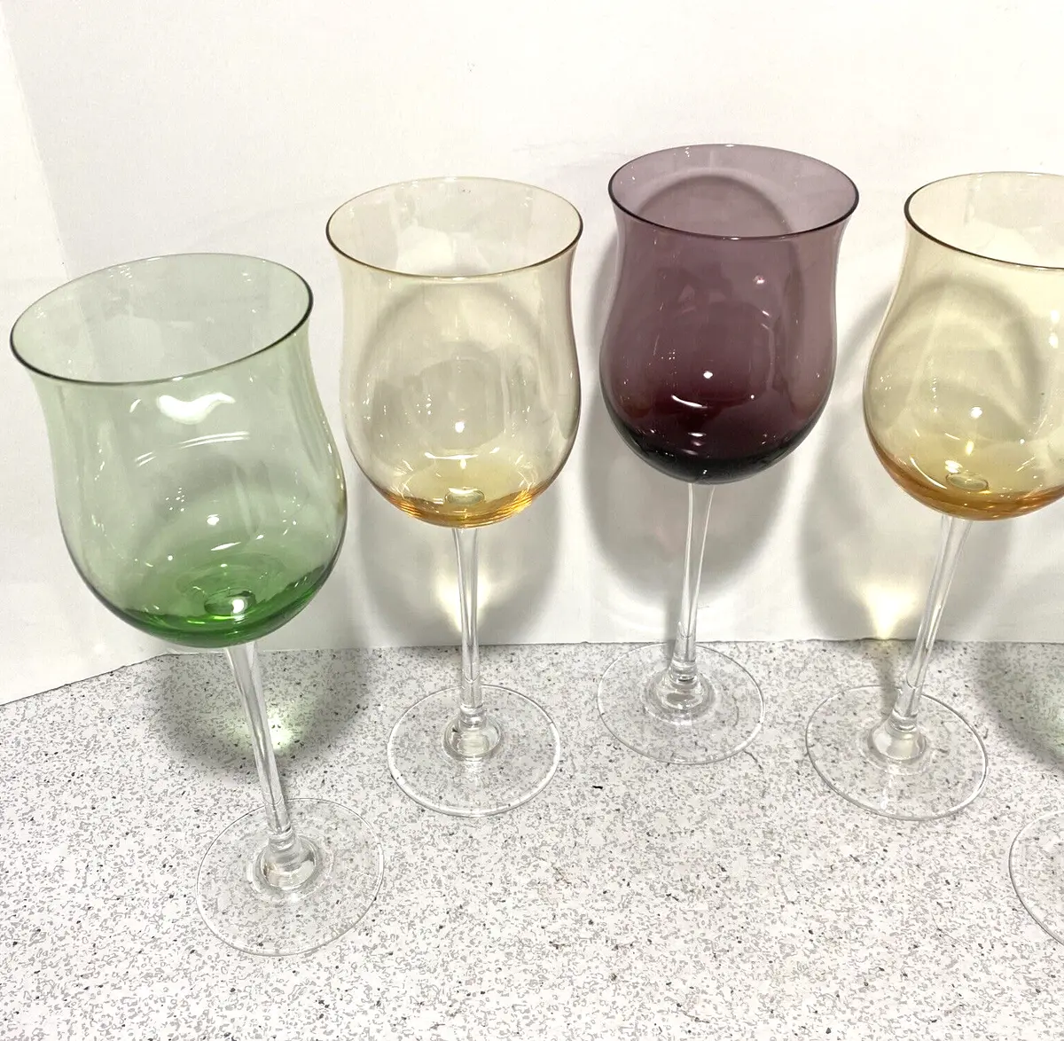 Lenox Crystal Color Gems Tulip Wine Glasses Assorted Colors Set of