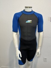 Adrenaline Swimsuit Men Short Sleeve Black/Blue Wetsuit, See Measures
