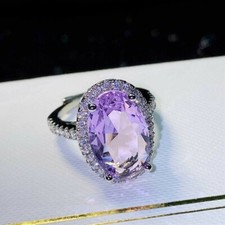 Elegant 925 Sterling Silver Purple Amethyst Charm Wedding Engagement Ring Size 9