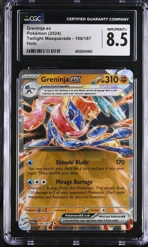 POKEMON Greninja ex 106/167 Sv06: Twilight Masquerade Holo - CGC 8.5