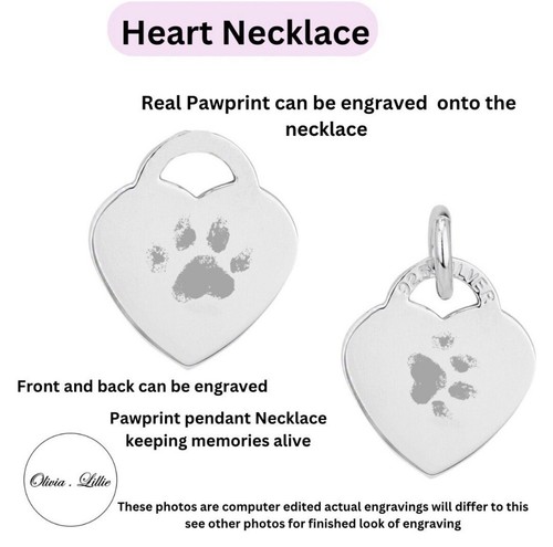 Dog Paw print Necklace 925 Sterling Silver Personalised Custom 18” 20” Chain - 第 2/9 張圖片