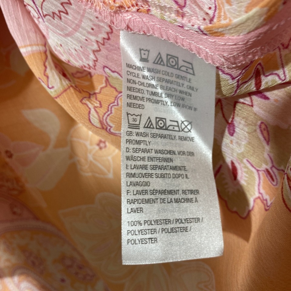 Susan Graver Blouse Women Size M Multicolor Paisley Floral Sheer Long