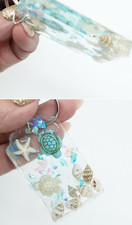 Tropical Beach theme resin beach Keychain Pool Key turtles, shells  starfish