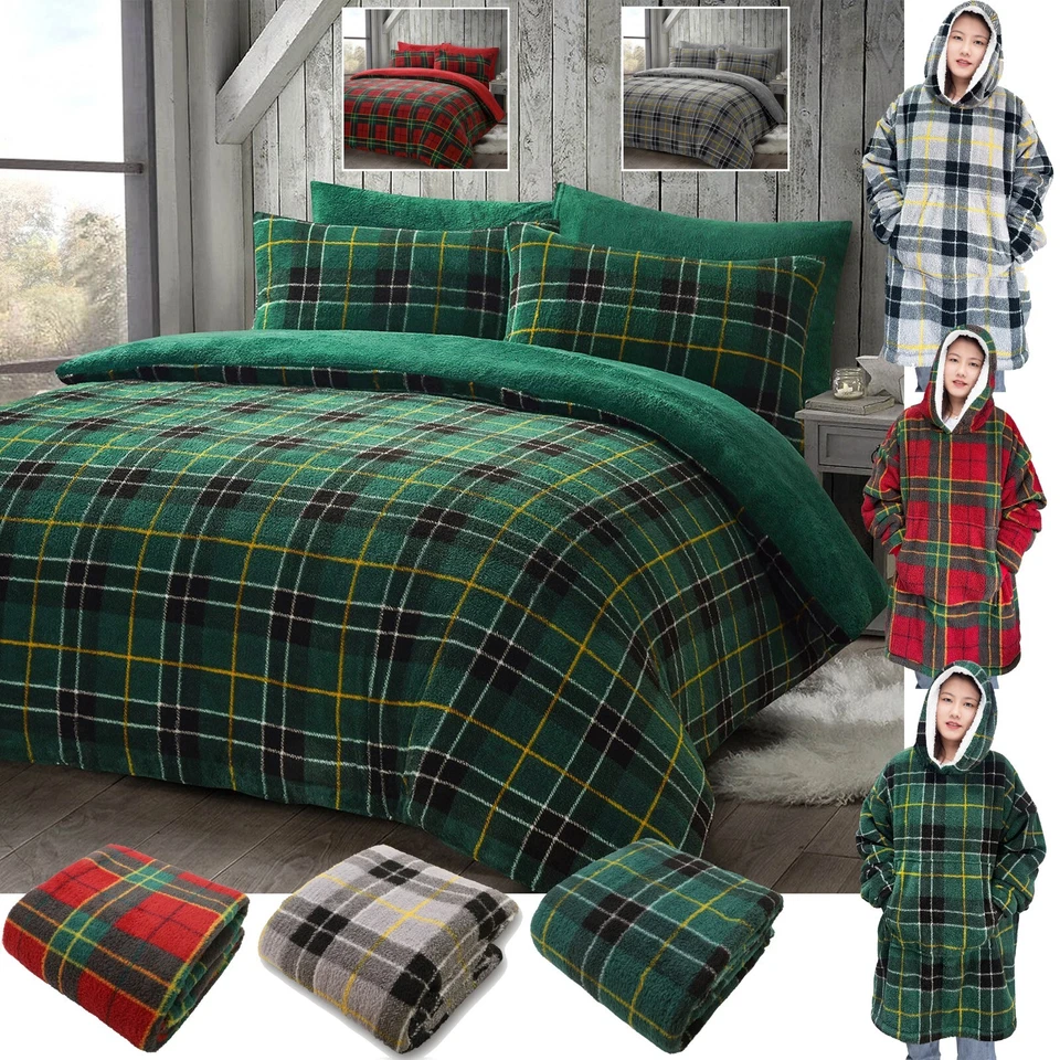 SMU Check Teddy Fleece Luxurious Warm Duvet Cover Sets, Throw and Oversized Hoodie