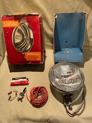 Boxed LUCAS FT6 CHROM SPOT NEBELSCHEINWERFER LAMPE OLDTIMER AUSTIN MORRIS JAGUAR FORD