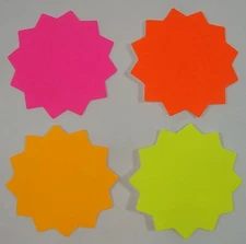 20 Star Burst 3" Sign Cards 4 - Colors Retail Store Supplies  