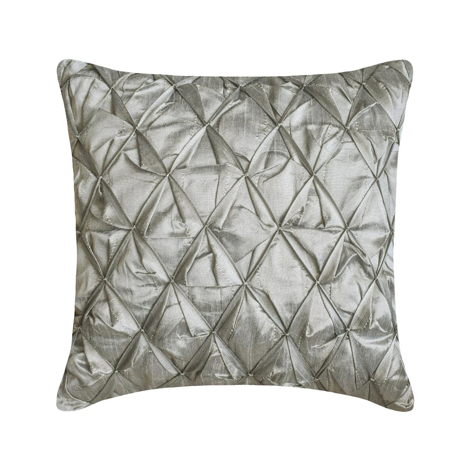 Decorative Throw Pillow Case Grey 16"x16", Bed Decor Taffeta - Between Spaces