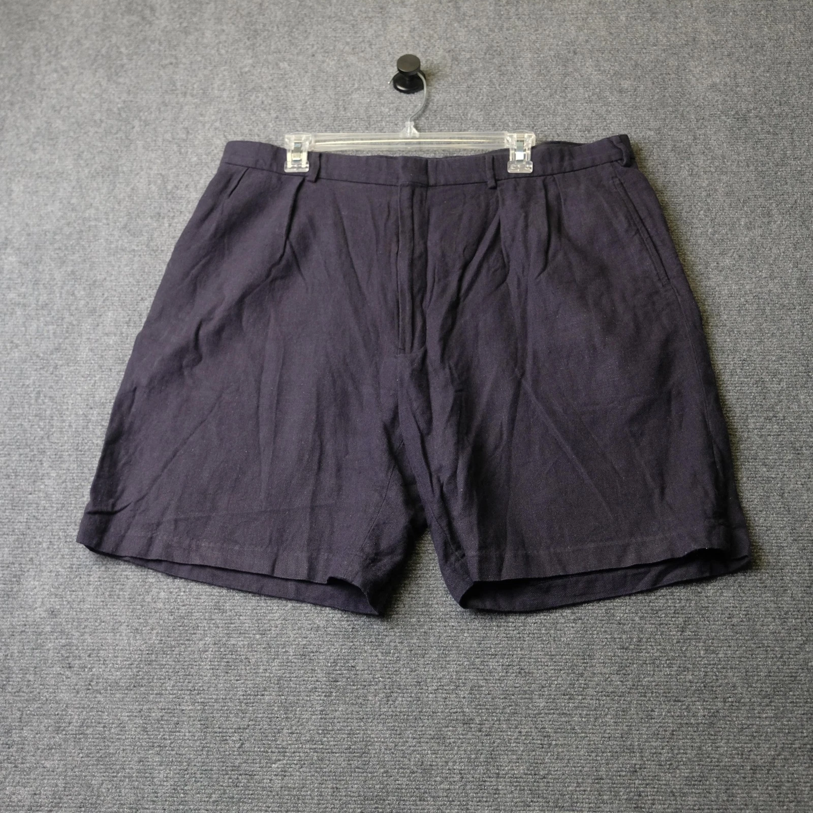 Polo Ralph Lauren Shorts Mens 40 Blue Linen Cotton Pleated Chino Relaxed Casual