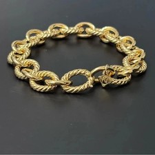 David Yurman 18k Yellow Gold Oval Cable Link 12mm Chain Bracelet