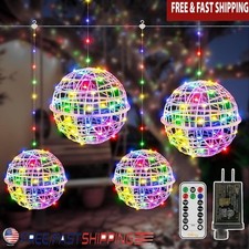 Outdoor Christmas Lights Remote Waterproof Dimmable Globe String Lights 8 Modes