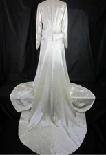 *VTG Wedding Gown Custom Bride Dress Ivory Satin, Wide Scallop Train 1930s, 40