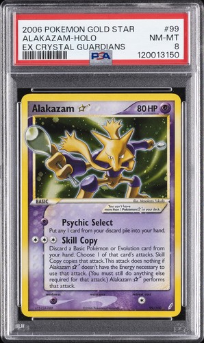 2006 POKEMON EX CRYSTAL GUARDIANS GOLD STAR #99 ALAKAZAM-HOLO PSA 8
