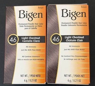 2 Boxes. Bigen Powder Hair Color 46 Light Chestnut 0.21  oz