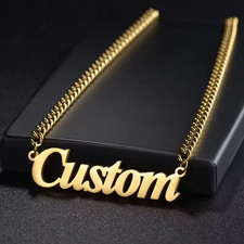 Custom Jewelry Name Pendant Necklace Personalized 5mm Cuban Chain Men Women Gold
