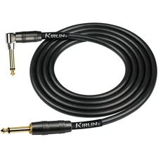 Kirlin 22AWG Instrument Cable Carbon Blk, 1/4" Straight to Right Angle 20 ft. LN