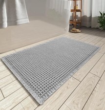 Absorbent Waffle Weave Bath Rug Light Grey 17x24 Inches Machine Washable Rug Sof