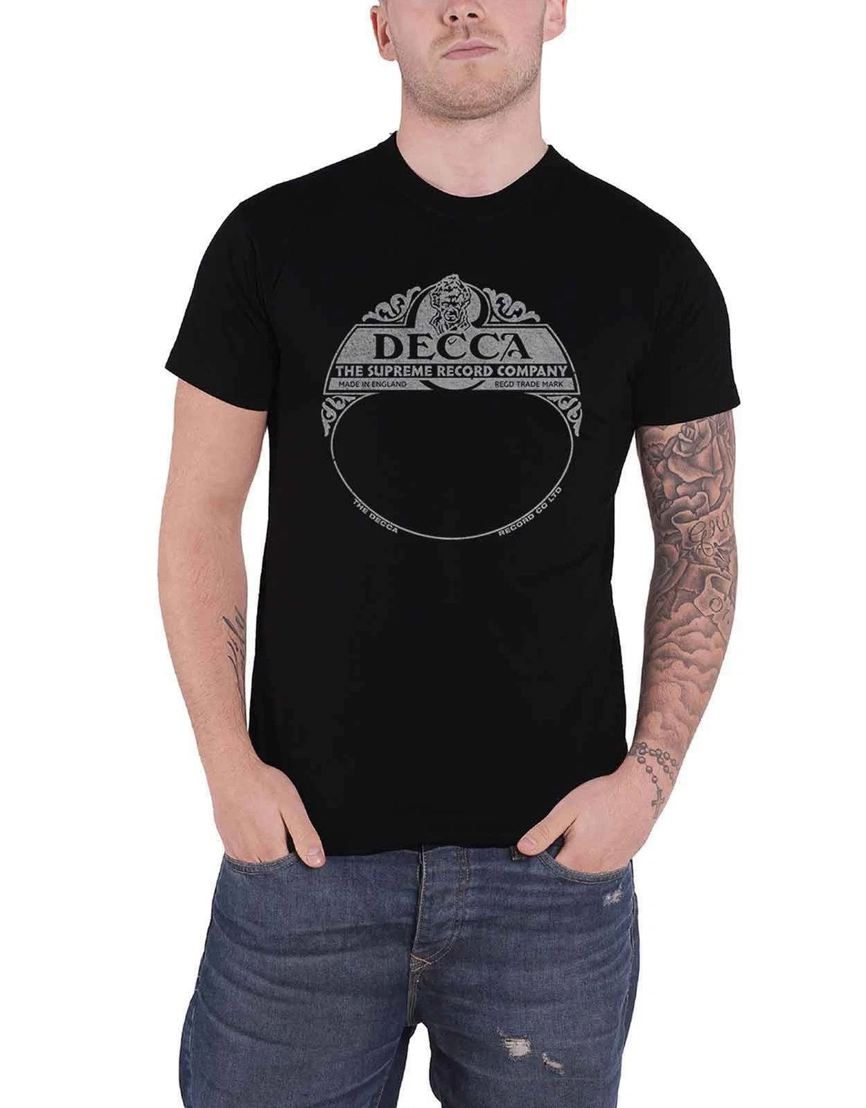T shirt Decca Records Supreme Label neuf officiel homme noir