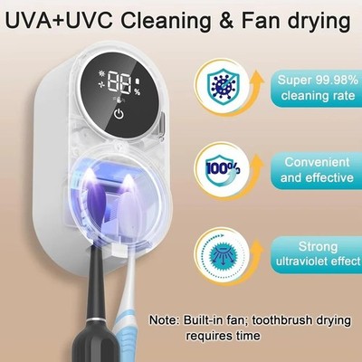 Toothbrush Holder and Cleaner UV Sterile Bathroom Wall Mounted Organiser