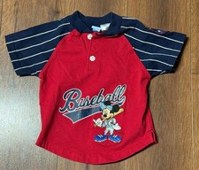 Vintage Boys Sz 18 Months Disney Baby Mickey Mouse Baseball Shirt Embroidered