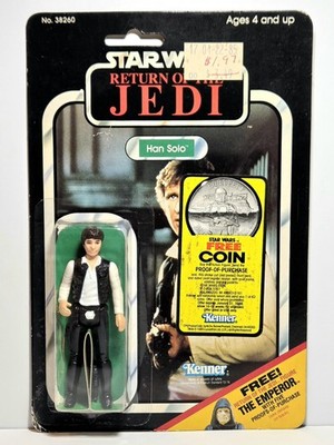 Star Wars Rotj Han Solo 65 Back C Moc With Emperor Offer Vintage 1983