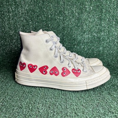 Converse x Comme des Garcons Play Multi Heart Chuck 70 High Top White Womens 7.5