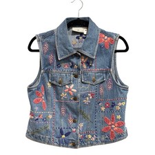 Vintage Susan Bristol Casuals Embroidered Denim Vest