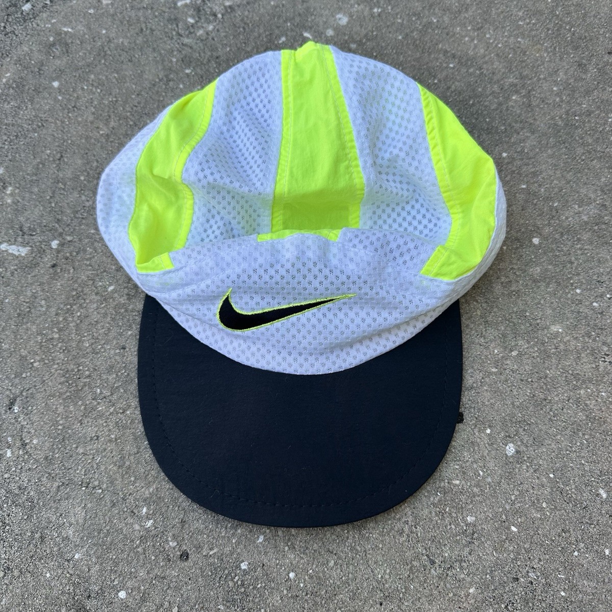 Vintage Nike Mesh Panel Hat Cap White Black Neon Tailwind
