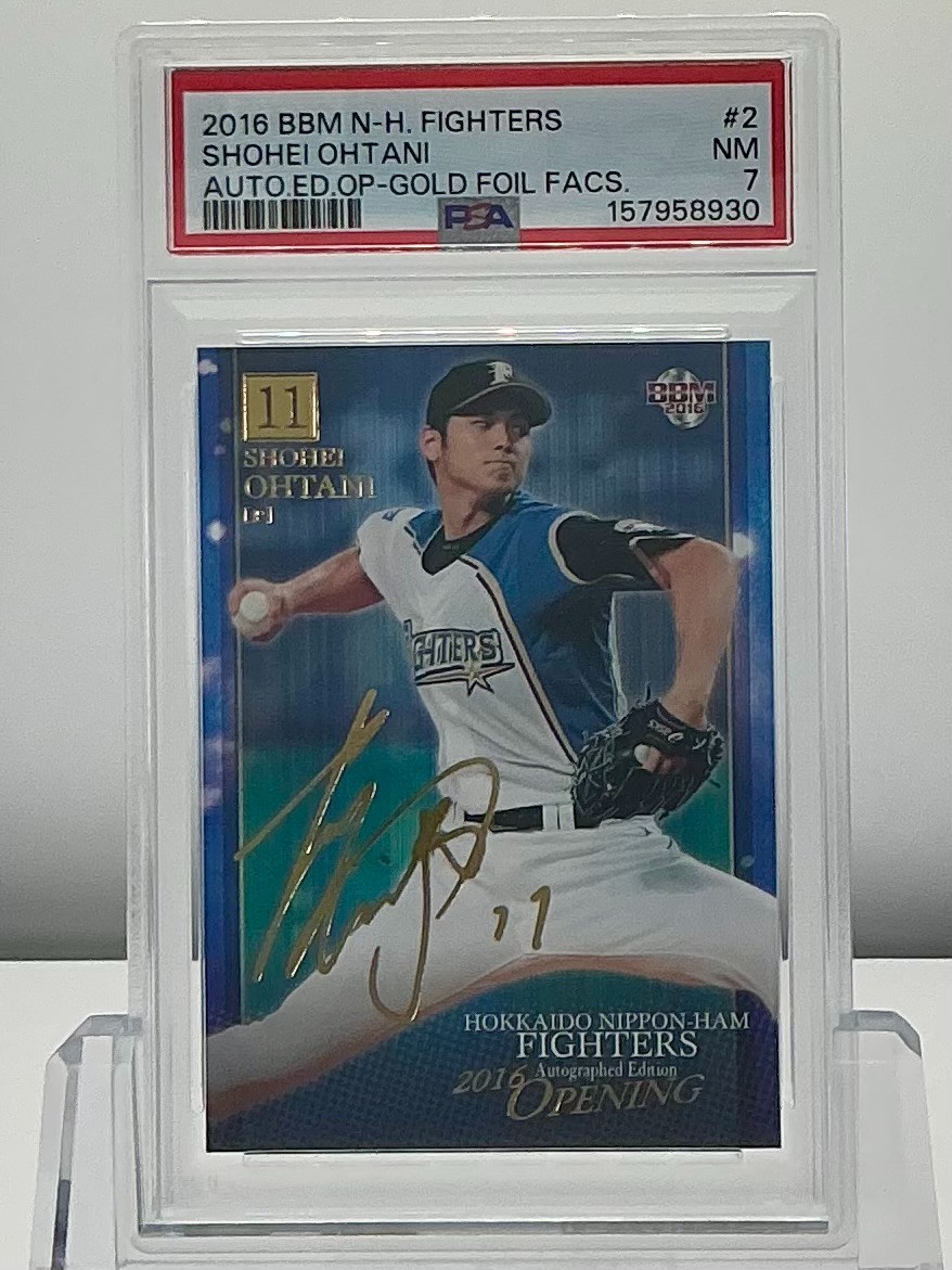 SHOHEI OHTANI 2016BBM N-H.FIGHTERS AUTO.ED.OP-GOLD FOIL FACS #2 PSA7!POP6!(RC) view 6