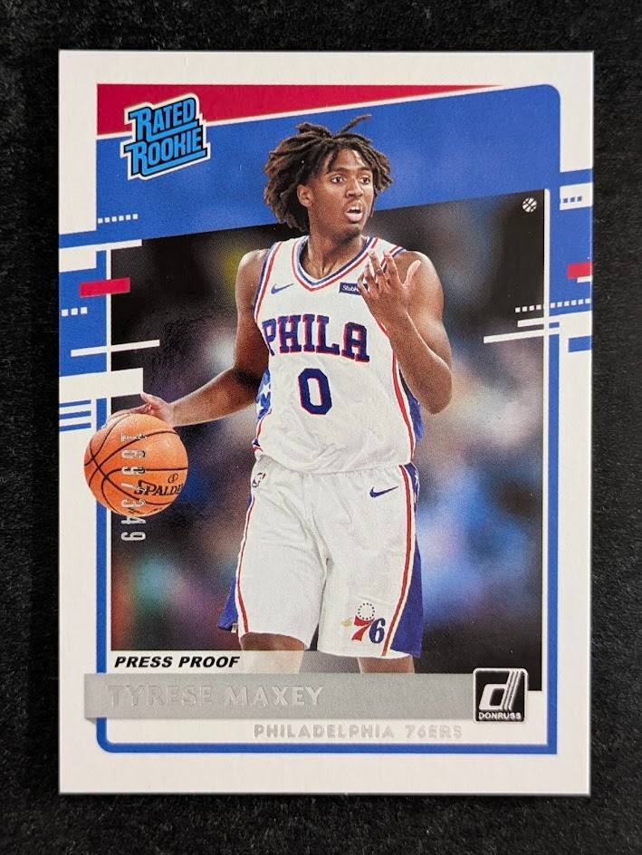 2020-21 Panini Donruss TYRESE MAXEY 169/349 Silver Press Proof 76ers #211