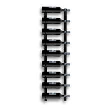 9-Bottle Black Metal Wall Mounted Wine Rack – Modern Industrial Wine Bottle S...
