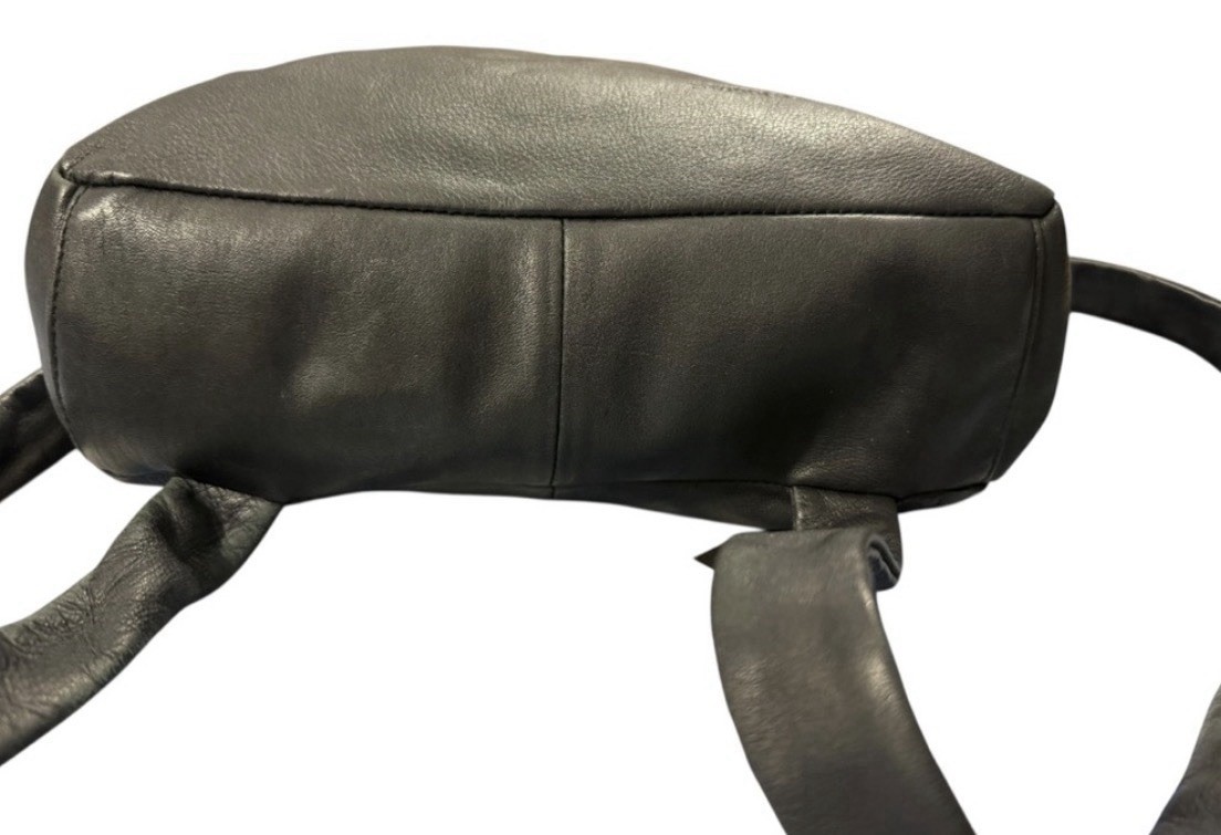 St Dragon Black Leather Backpack Soft Slouchy Zip Pockets Minimalist St Dragon Black Leather Backpack Soft Slouchy Minimalist Zip  main image 4