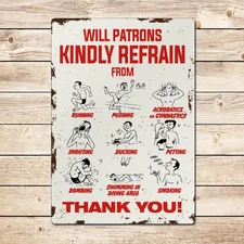 Retro Swimming Pool Rules Sign, Funny Hot Tub Man Cave Sign, Metal Tin Plaque, M