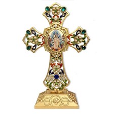 Resurrection of Christ Filigree Standing Cross Greek Byzantine Icon Gold Foil